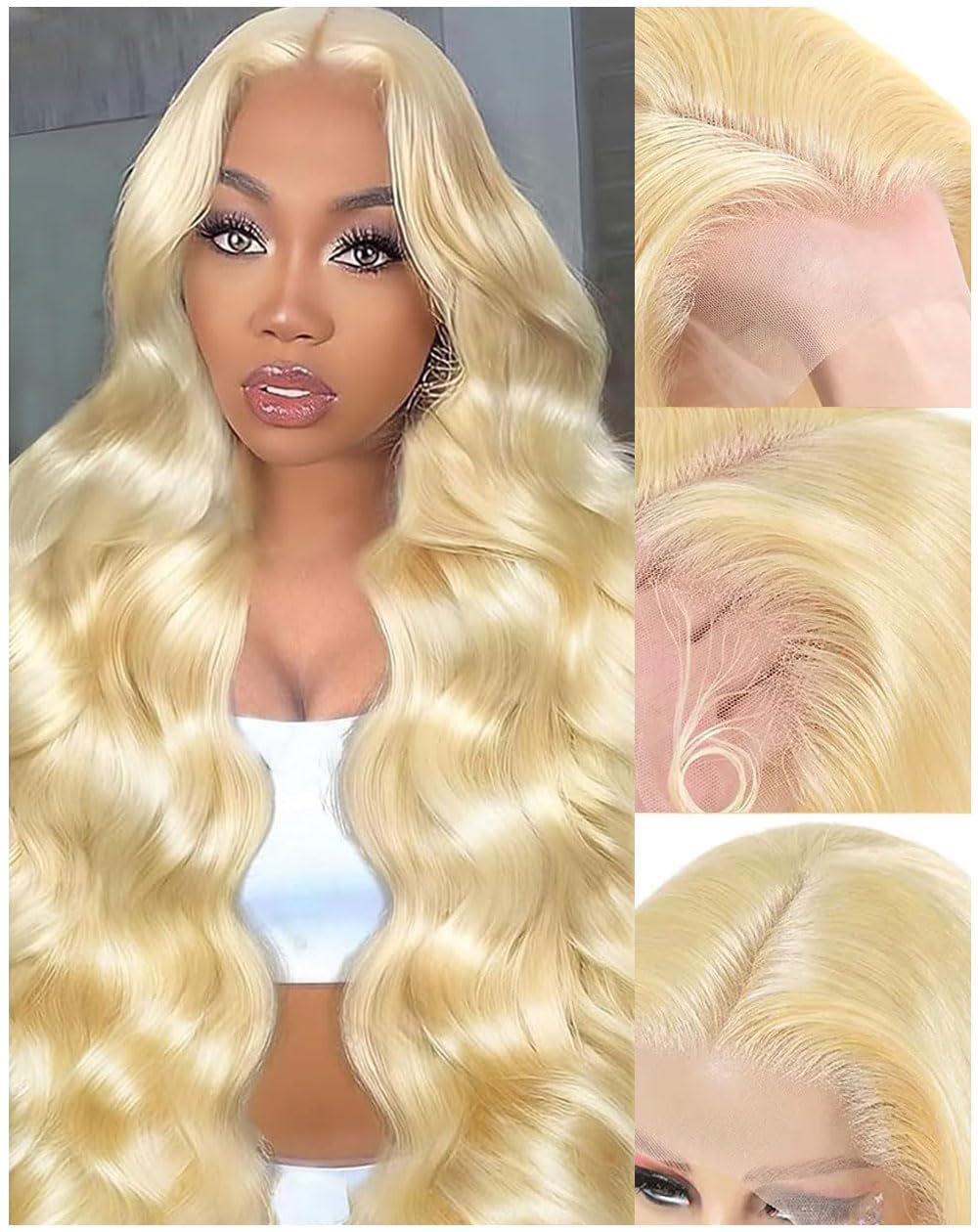 Blonde Wig Human Hair Guaranteed 100% Virgin Human Hair 200 Density 613 13X6 Lace Front Wig Human Hair Body Wave Lace Front Wigs Skinlike 613 HD Lace Frontal Wigs 34 Inch Triple Lifespan 3X