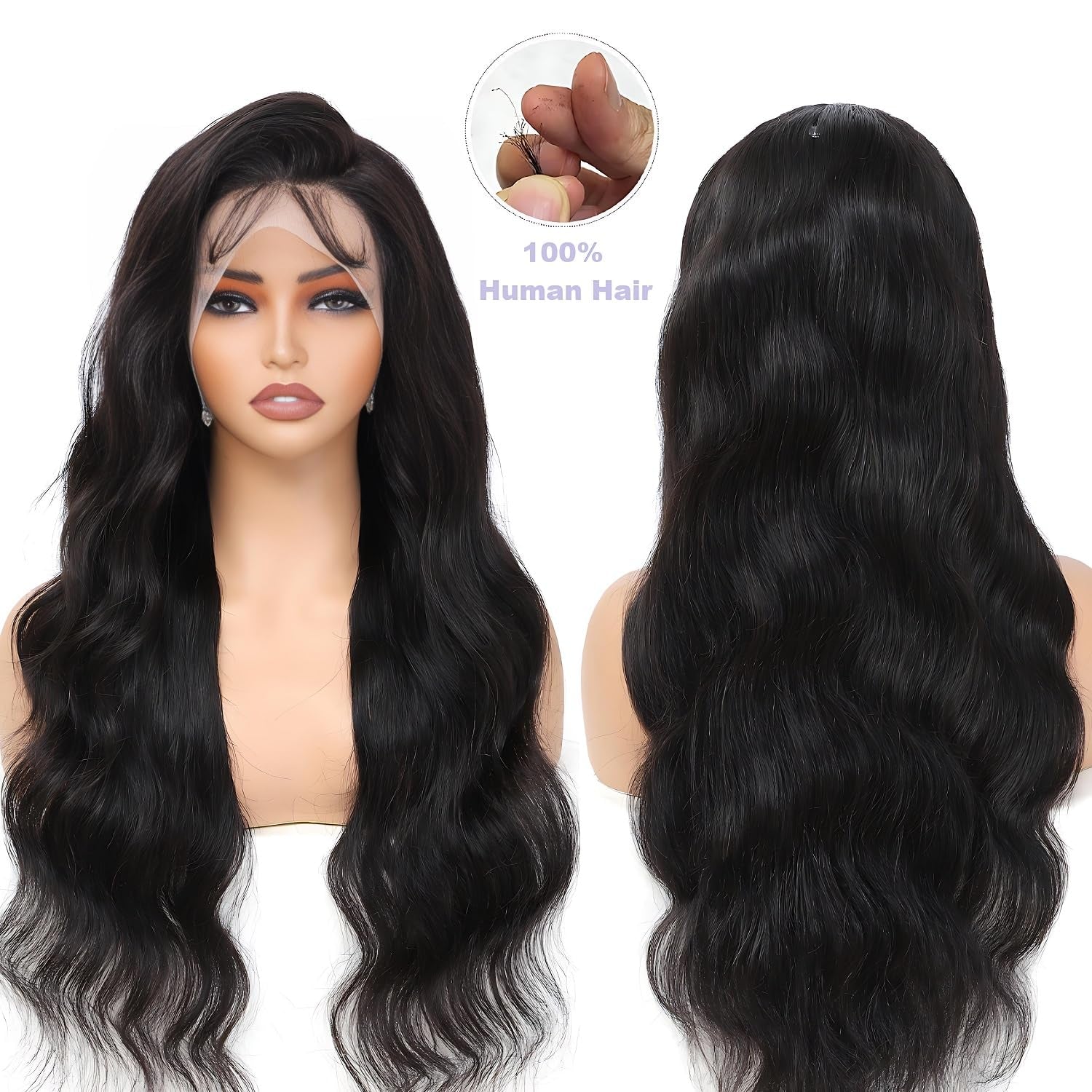 32 Inch 13X6 Lace Front Wigs Human Hair 200 Density Body Wave HD Lace Front Wigs Human Hair Pre Plucked Natural Color Glueless Wigs for Women