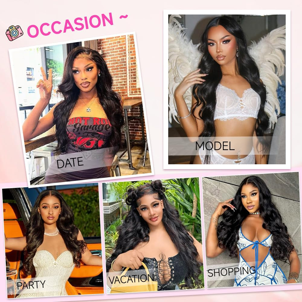 30 Inch 13X6 Lace Front Wigs Human Hair Pre Plucked Real Virgin Human Hair Wig Invisilbe Hairline Tiny Knots 200 Density Body Wave HD Lace Frontal Wigs 3X Longer Lifespan
