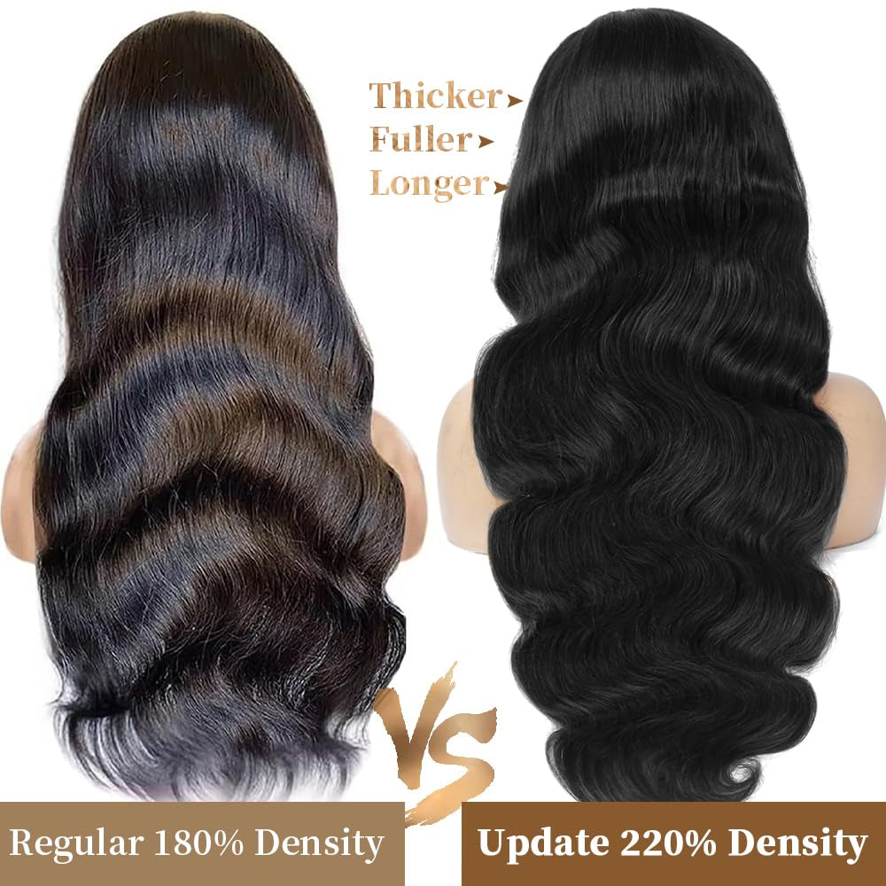 30 Inch Body Wave Lace Front Wigs Human Hair 200 Density 13X6 Hd Transparent Front Wigs Human Hair Pre Plucked Brazilian Virgin Hair Glueless Wigs Body Wave Wigs for Women Natural Black