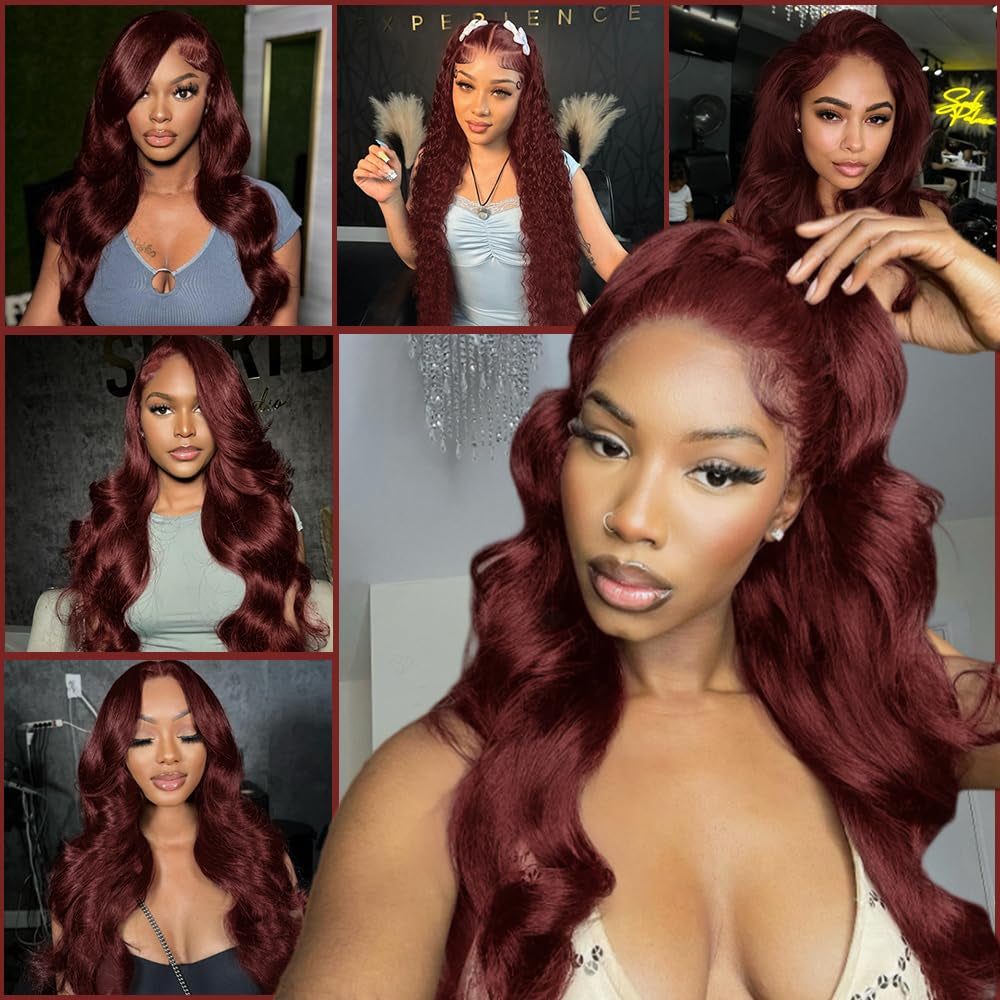 28 Inch Reddish Brown Lace Front Wigs Human Hair Pre Plucked 200 Density Body Wave Lace Frontal Wig Human Hair 13X4 HD Lace Brown Wig with Baby Hair