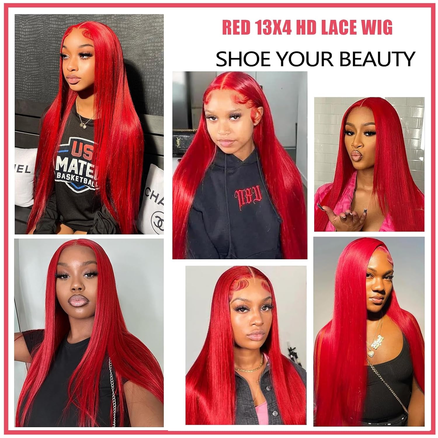 30 Inch Red Lace Front Wigs Human Hair Burgundy Red 13X4 HD Transparent Lace Straight Wig Human Hair for Black Women 180% Density Wear and Go Glueless Wig Human Hair Pre Plucked with Baby Hair