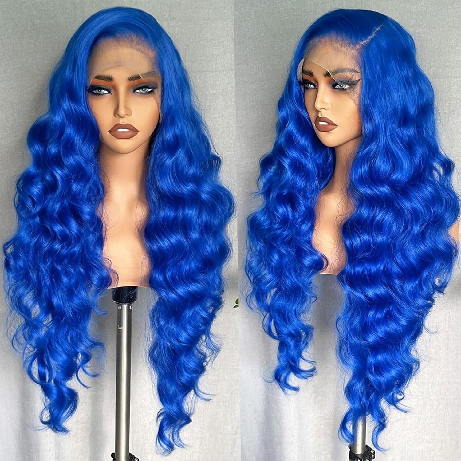 32 Inch Blue Wig Human Hair 13X4 HD Lace Front Wigs Human Hair Pre Plucked Body Wave Human Hair Wig Color 200 Density HD Lace Frontal Wigs for Women