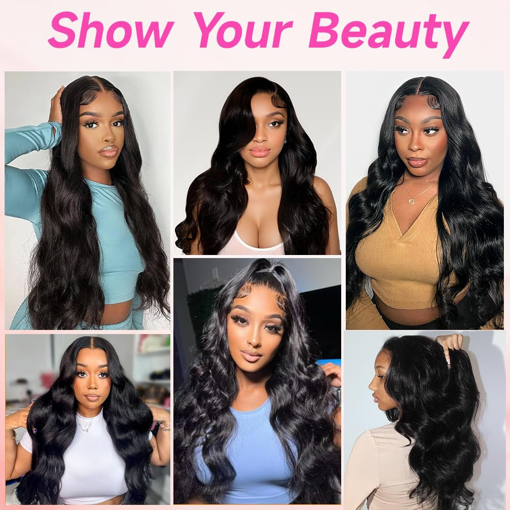 30 Inch 13X6 Lace Front Wigs Human Hair Pre Plucked Real Virgin Human Hair Wig Invisilbe Hairline Tiny Knots 200 Density Body Wave HD Lace Frontal Wigs 3X Longer Lifespan