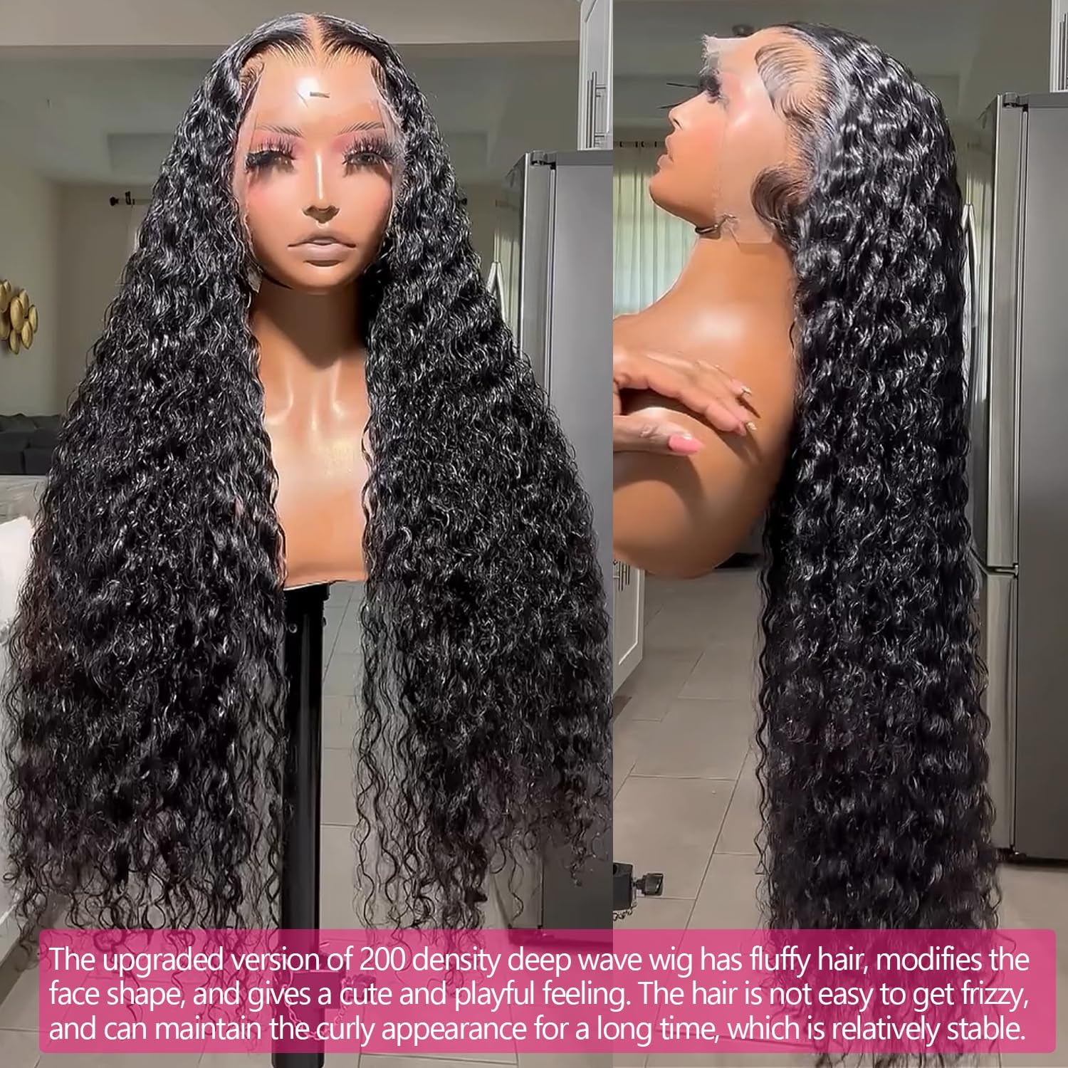 13X6 Full Frontal Wigs Human Hair HD Transparent Lace Wigs 200% Density 15A Deep Wave Lace Front Wig Human Hair 13X6 Curly Wig for Black Women Deep Wave Frontal Wig 20 Inch