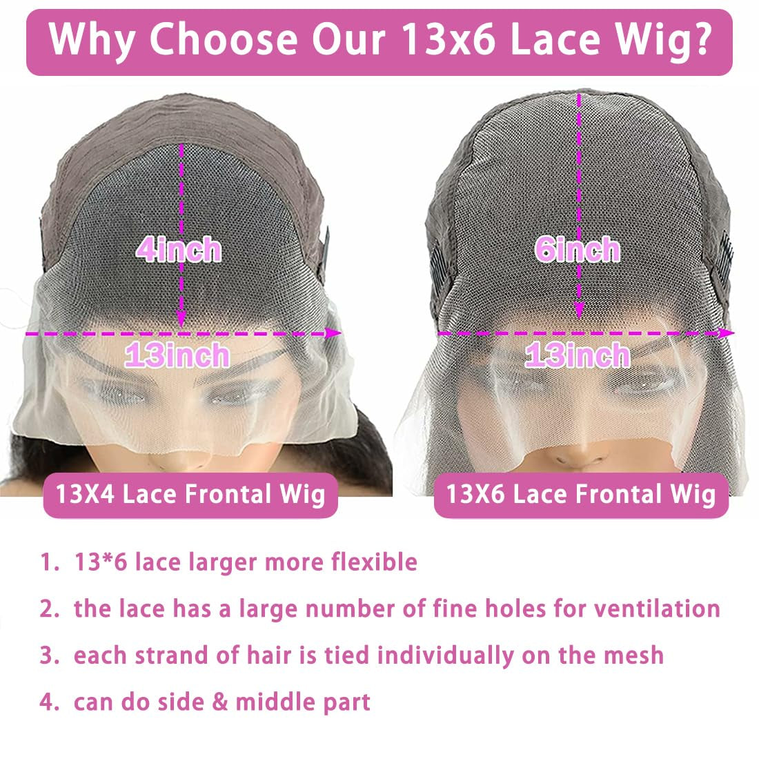 13X6 Body Wave Lace Front Wigs Human Hair Pre Plucked 200% Density HD Transparent Lace Frontal Wigs Human Hair with Baby Hair Natural Black 34 Inch