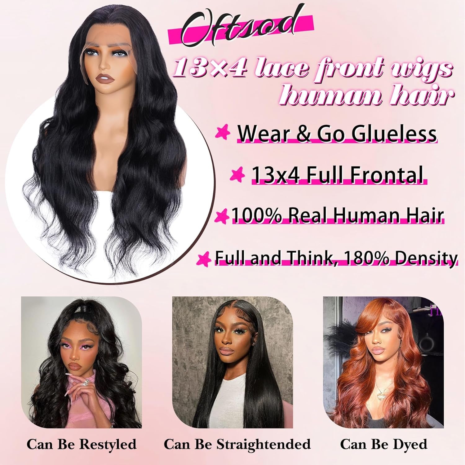 13X4 Lace Front Wigs Human Hair Pre Plucked 30 Inch Body Wave HD Lace Front Wigs Natural Color 180% Density Glueless Wig 100% Virgin Human Hair with Baby Hair for Women