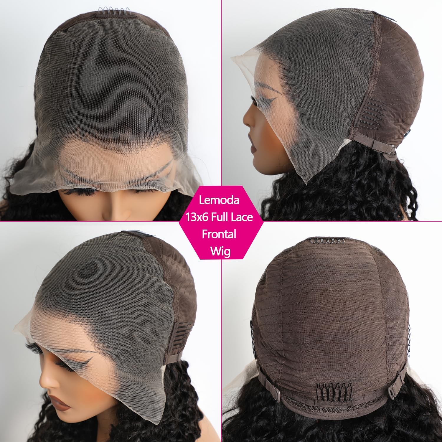 13X6 Full Frontal Wigs Human Hair HD Transparent Lace Wigs 200% Density 15A Deep Wave Lace Front Wig Human Hair 13X6 Curly Wig for Black Women Deep Wave Frontal Wig 20 Inch