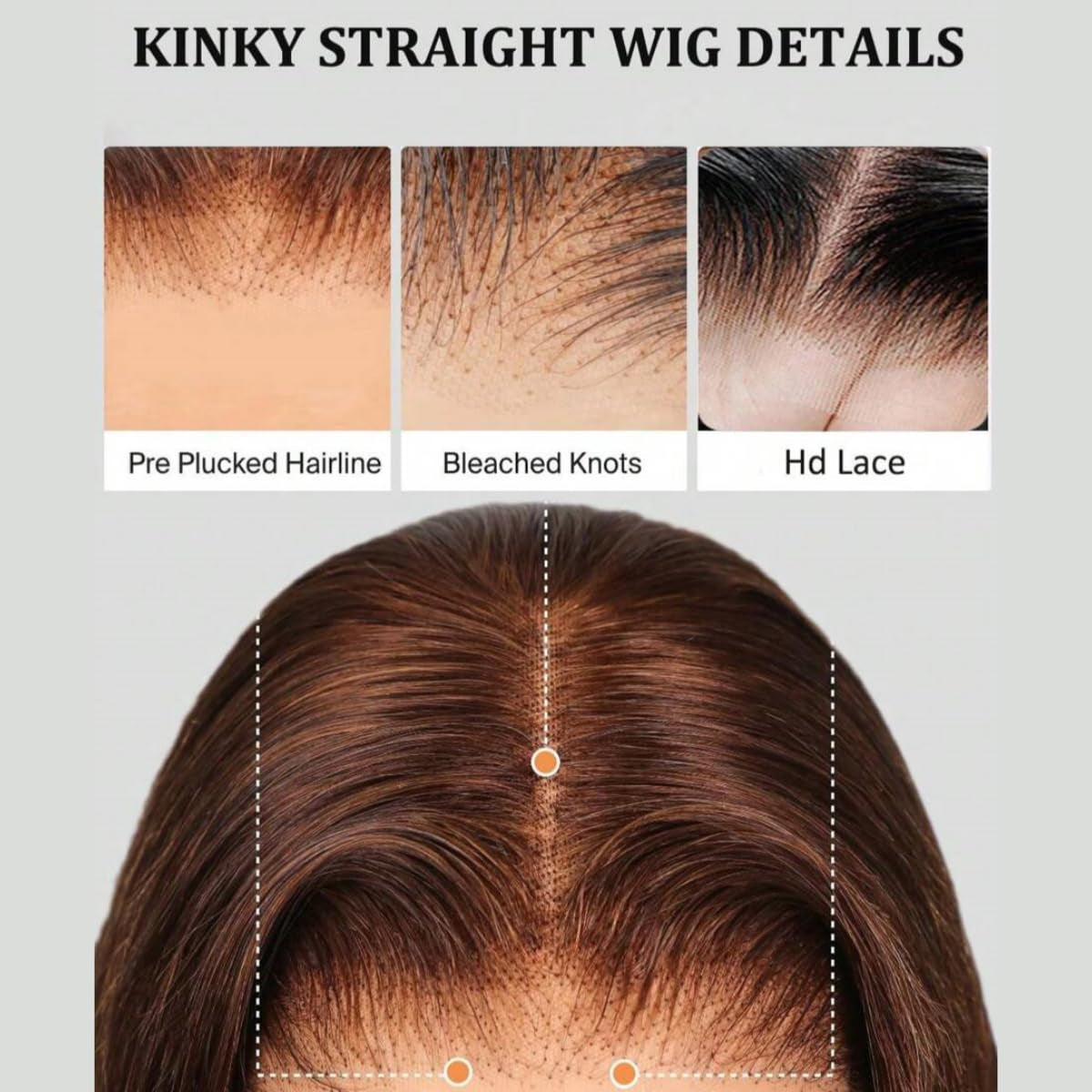 13X6 Chocolate Brown Kinky Straight Human Hair Wig for Women 180% Density HD Transparent Lace Front Wigs Pre Plucked with Babyhair Natural Hairline Yaki Straight Virgin Human Hair Frontal Wigs 28Inch