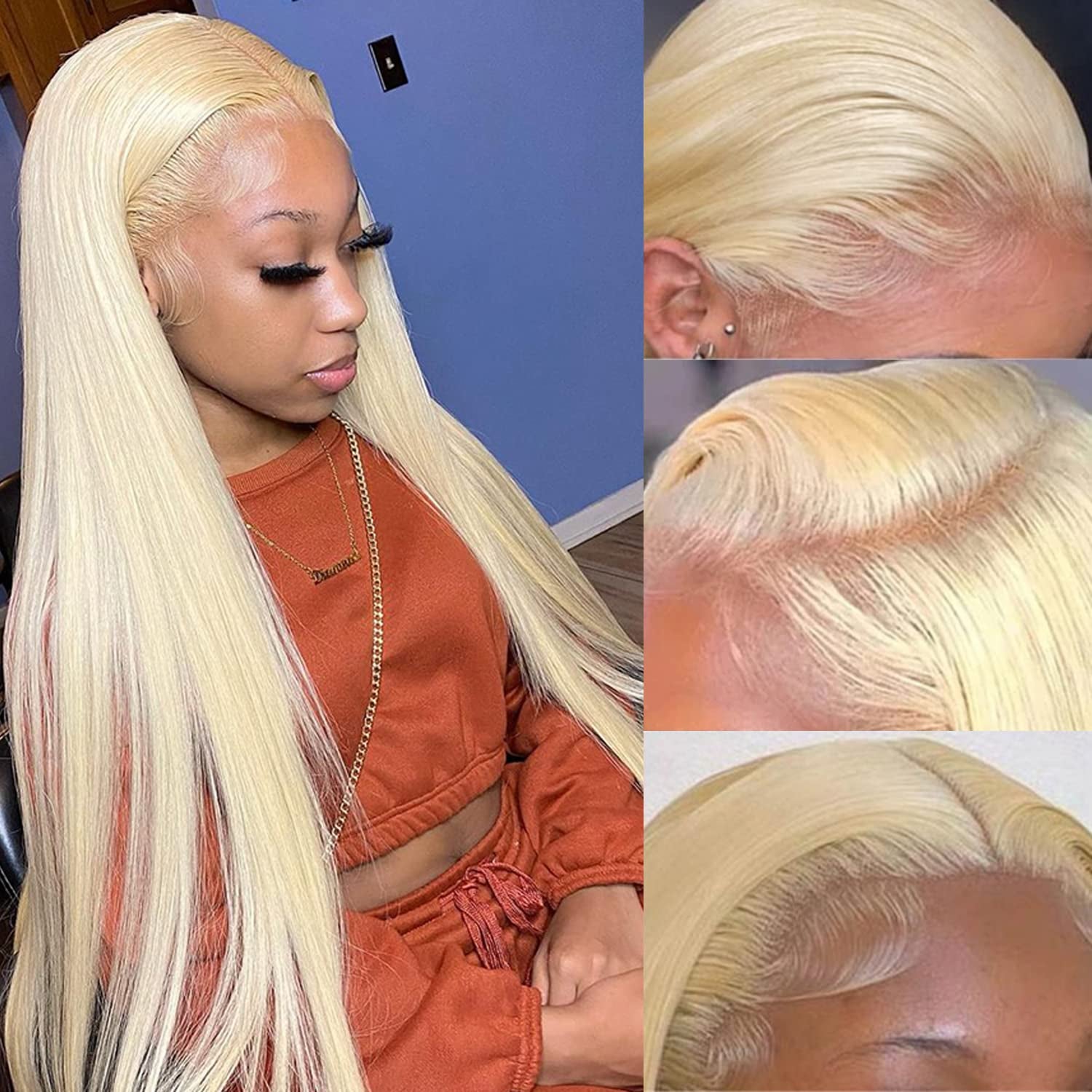 30 Inch 613 Lace Front Wig Human Hair 13X4 Straight 613 HD Lace Frontal Wig Human Hair Pre Plucked Bleached Knots for Women(30Inch, Blonde)