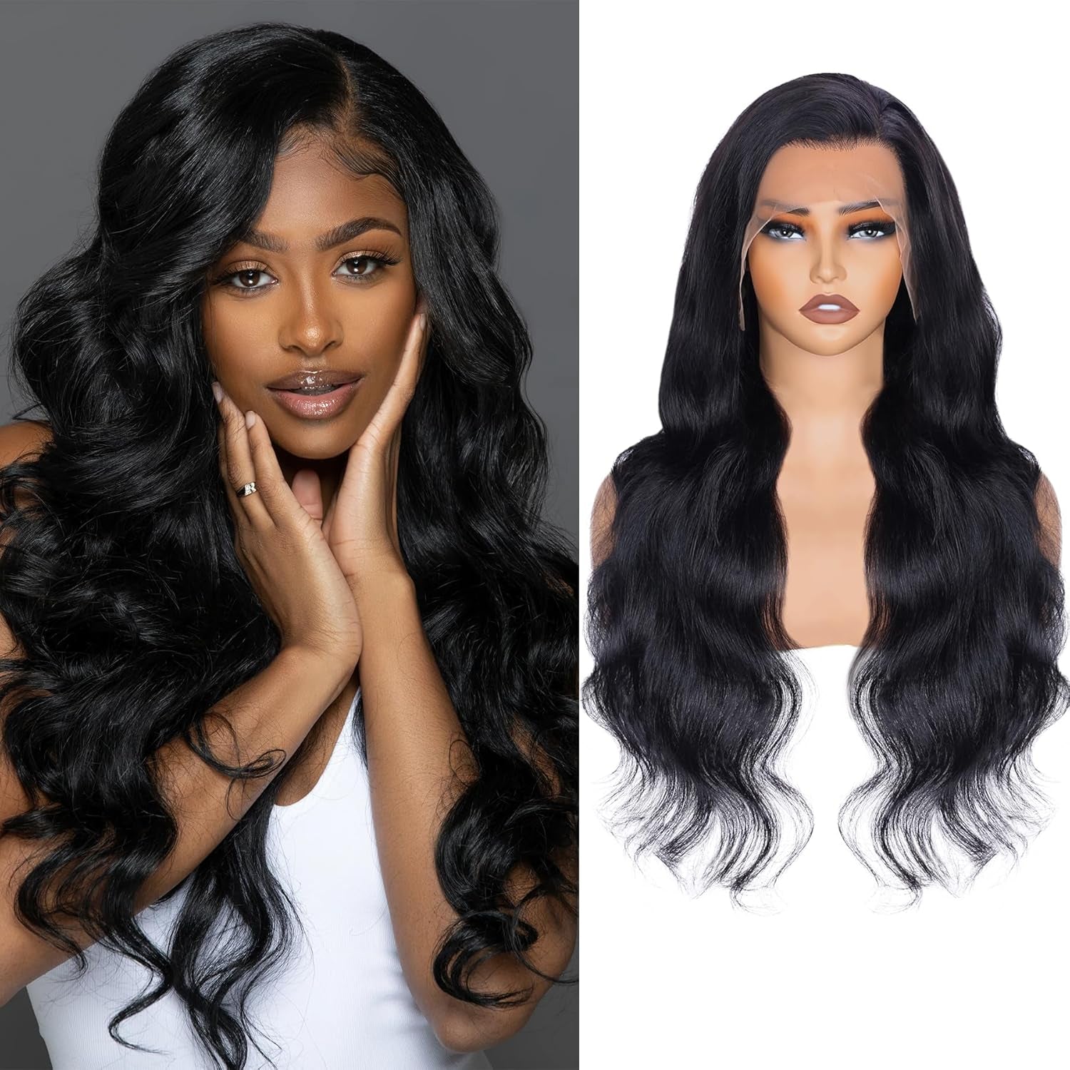 13X4 Lace Front Wigs Human Hair Pre Plucked 30 Inch Body Wave HD Lace Front Wigs Natural Color 180% Density Glueless Wig 100% Virgin Human Hair with Baby Hair for Women