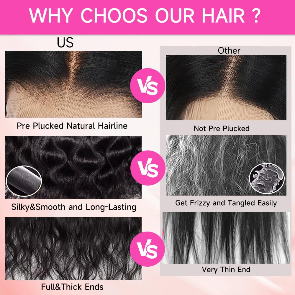 30 Inch 13X6 Lace Front Wigs Human Hair Pre Plucked Real Virgin Human Hair Wig Invisilbe Hairline Tiny Knots 200 Density Body Wave HD Lace Frontal Wigs 3X Longer Lifespan