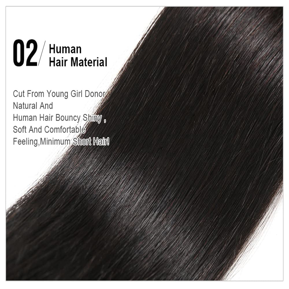 12A Grade Brazilian Virgin Straight Human Hair 4 Bundles (20 22 24 26 Inches) 100% Unprocessed Virgin Human Hair Straight Bundles Natural Color