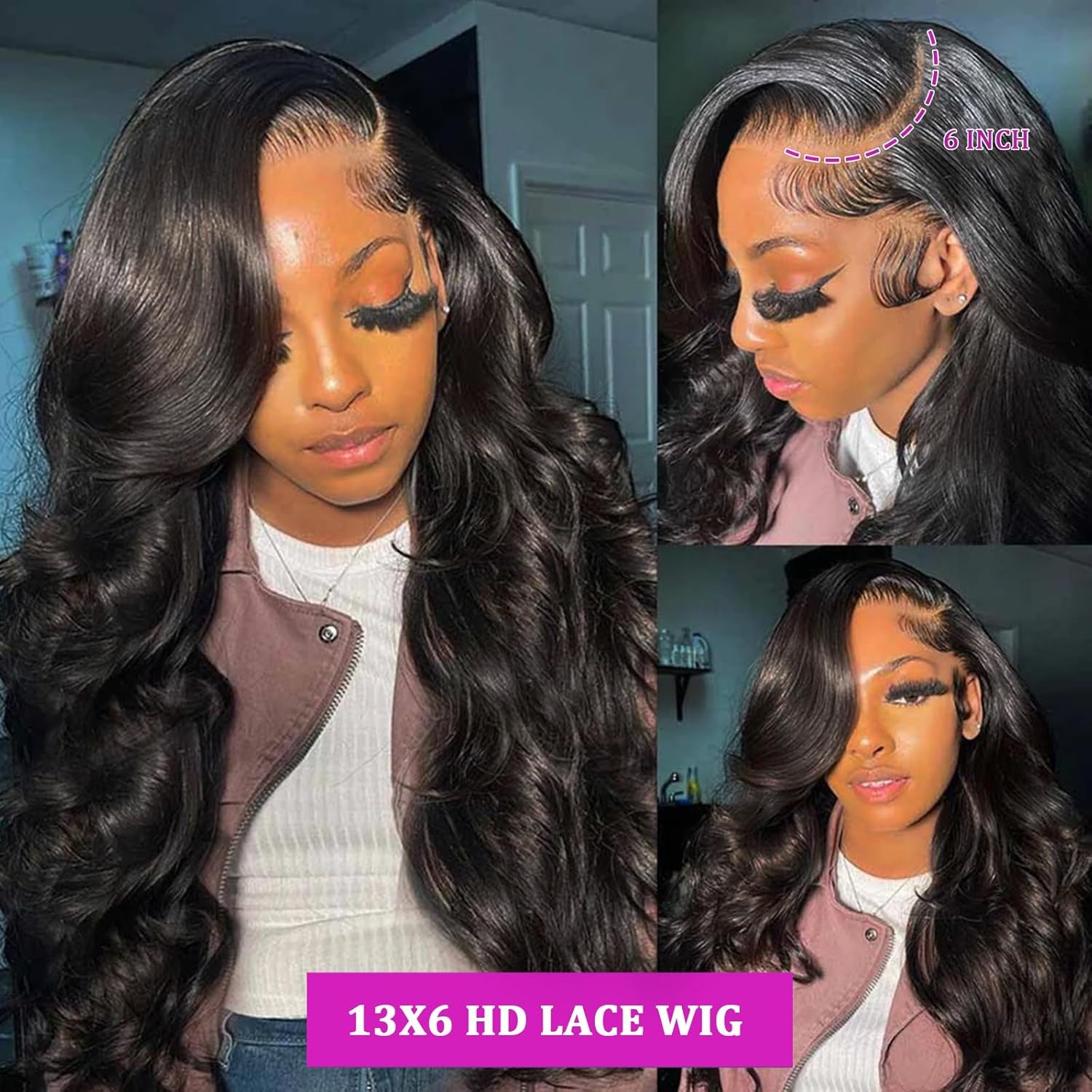 13X6 Body Wave Lace Front Wigs Human Hair Wig 250 Density 15A Raw HD Lace Frontal Human Hair Wigs for Women 30 Inch