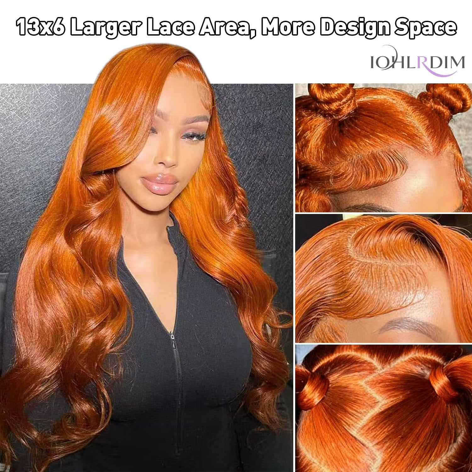30 Inch Ginger Wig Human Hair 200% Density 13X6 Ginger Orange Body Wave Lace Front Wigs Human Hair 12A Glueless Wig Pre Plucked Bleach Knots 350 Colored HD Transparent Lace Frontal Wigs for Women