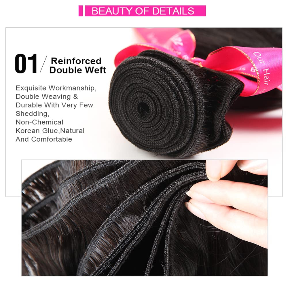 12A Grade Brazilian Virgin Straight Human Hair 4 Bundles (20 22 24 26 Inches) 100% Unprocessed Virgin Human Hair Straight Bundles Natural Color