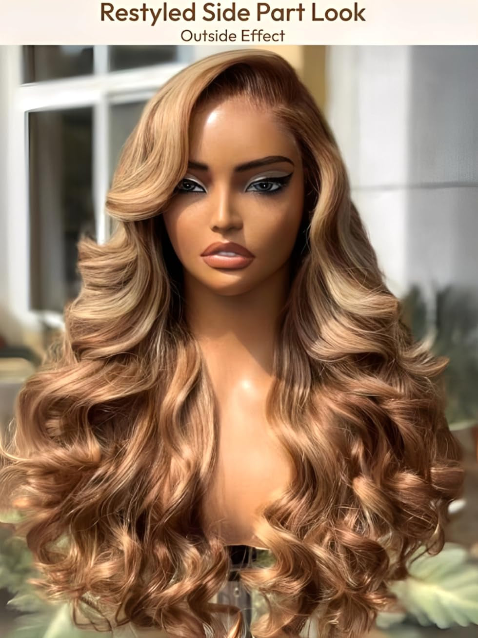 Honey Blonde Highlight Body Wave 7X5 Lace Front Wigs Human Hair Bye Bye Knots Glueless Drawstring Wig Human Hair Pre Plucked Pre Cut Natural Hairline Put on and Go 20 Inch
