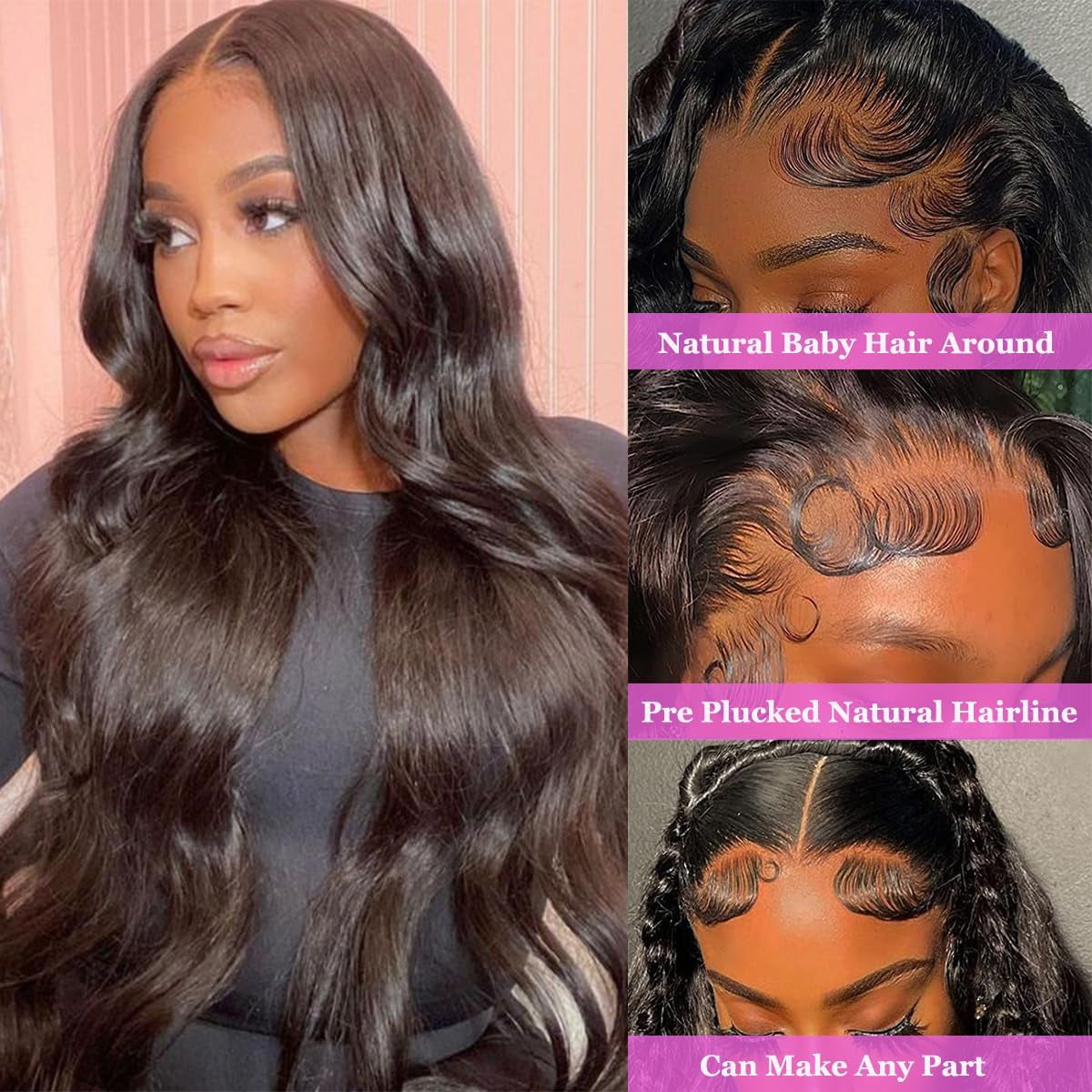 13X4 HD Lace Front Wigs Human Hair 100% Unprocessed Brazilian Virgin Remy Hair Wigs for Women 200% Density (26 Inch,Body Wave)