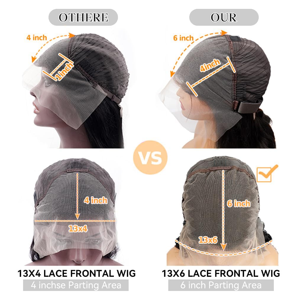 30 Inch Body Wave Lace Front Wigs Human Hair 13X6 Hd Lace Front Wigs Human Hair Pre Plucked 200 Density Natural Color Brazilian Virgin Hair Glueless Frontal Wigs for Women