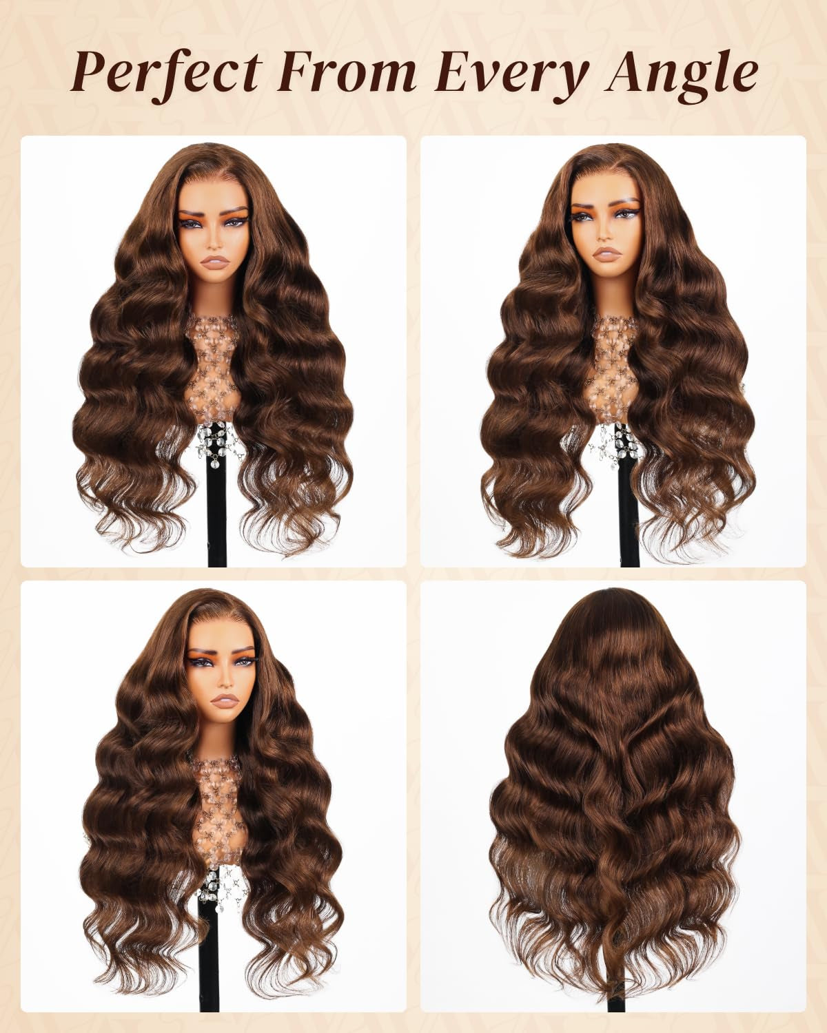 13X6 Chocolate Brown Lace Front Wig Human Hair HD Transparent Body Wave Lace Front Wigs Human Hair Pre Plucked Glueless Frontal Brown Wig Human Hair 20 Inch