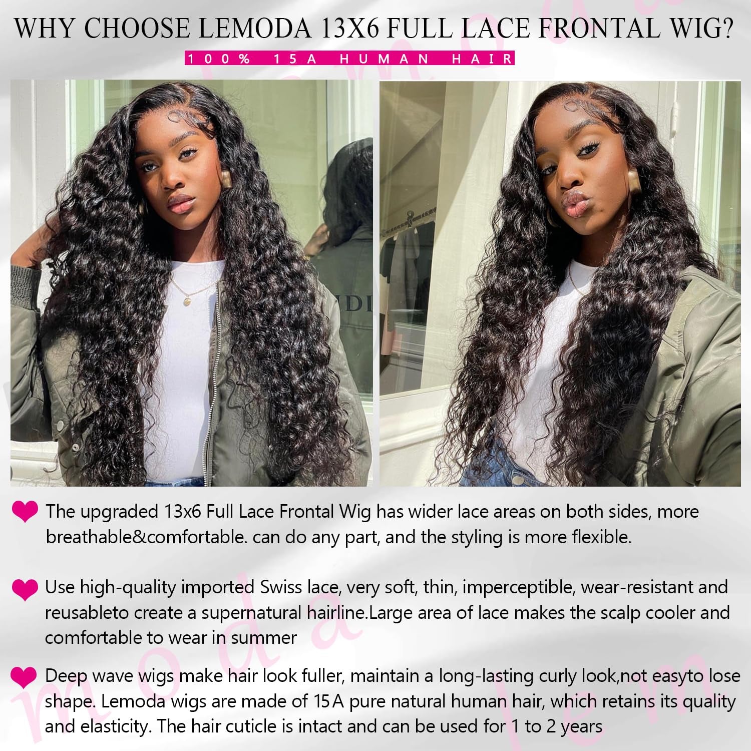 13X6 Full Frontal Wigs Human Hair HD Transparent Lace Wigs 200% Density 15A Deep Wave Lace Front Wig Human Hair 13X6 Curly Wig for Black Women Deep Wave Frontal Wig 20 Inch
