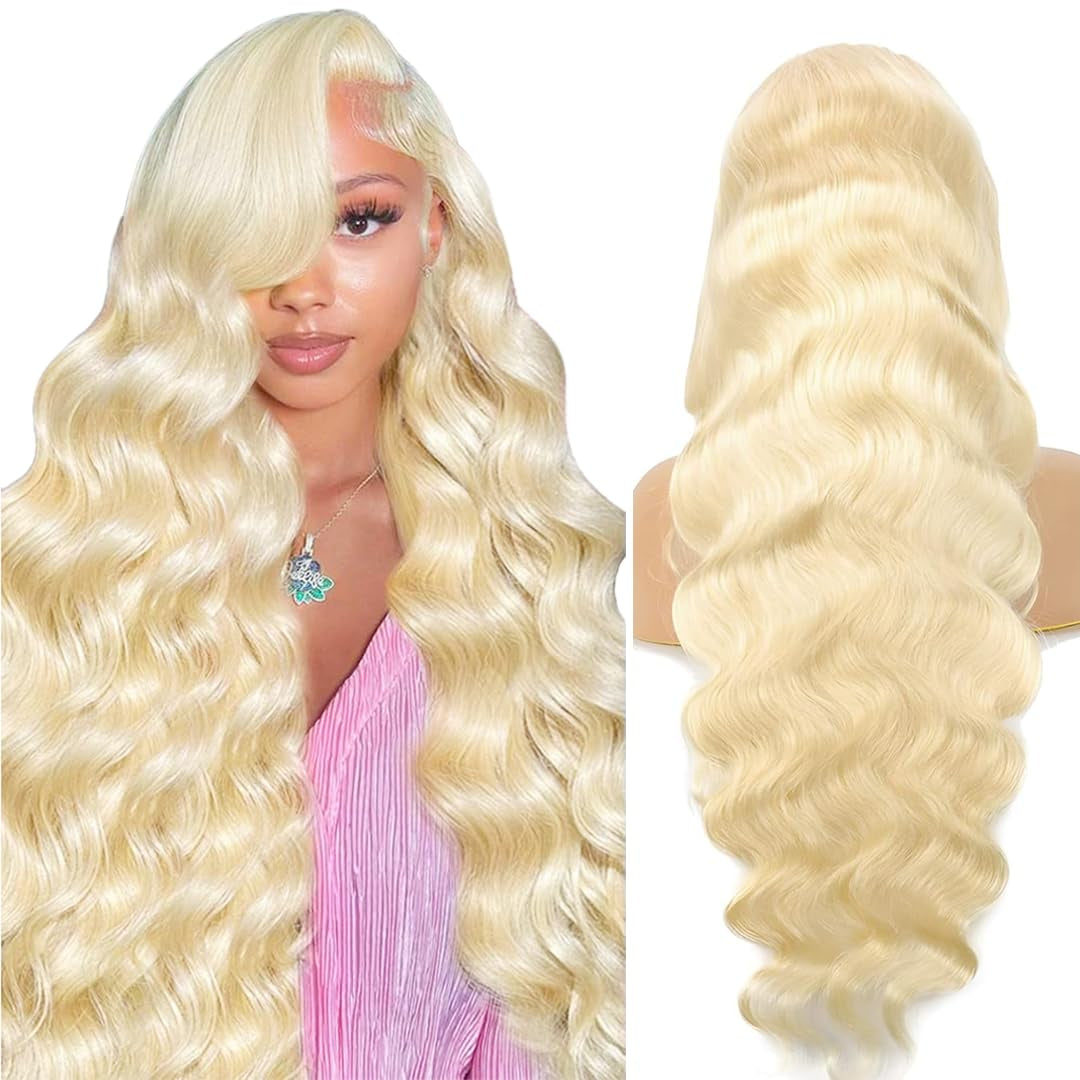 30 Inch Lace Front Wig Human Hair 613 13X6 Transparent Lace Deep Wave 180 Density Free Part Blonde Lace Frontal Wig for Women