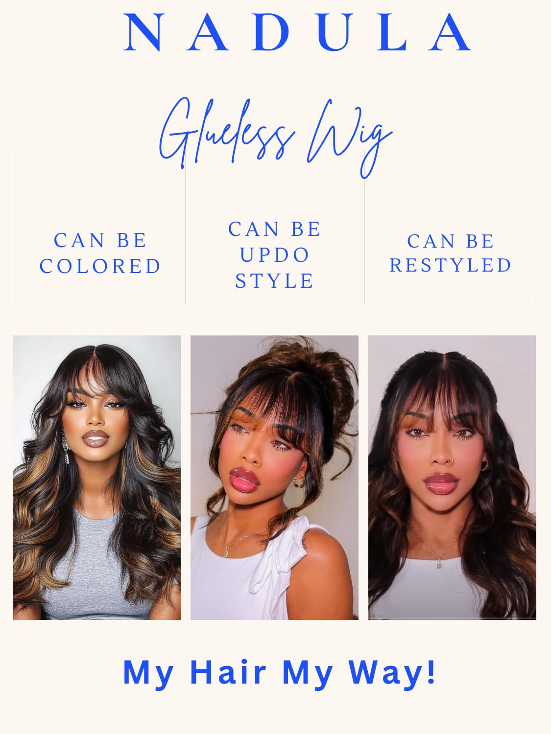 13X4 HD Balayage Brown Curtain Bangs Wig Human Hair with Drawstring - Pre Everything Glueless Loose Body Wave Lace Front Wigs with Ear Tape Pre Plucked Bleached Knots Ready to Wear 16Inch