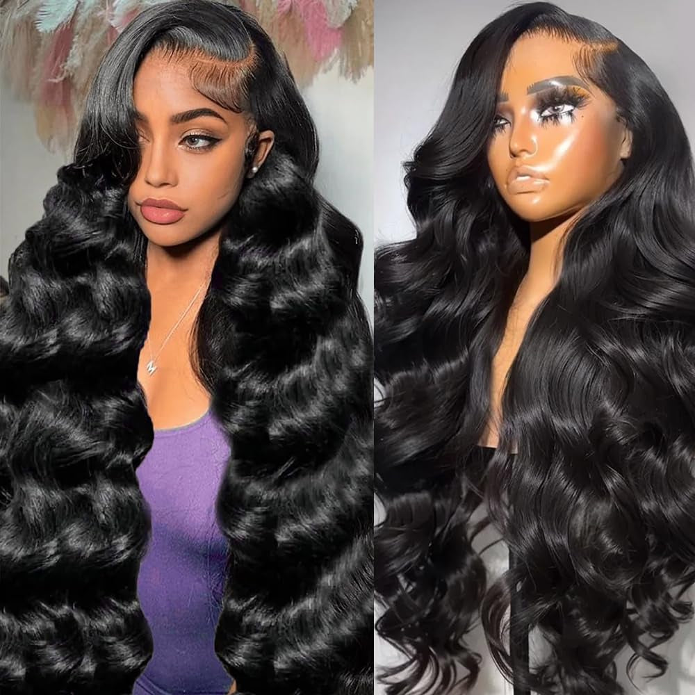 30 Inch 13X6 Lace Front Wigs Human Hair Pre Plucked Real Virgin Human Hair Wig Invisilbe Hairline Tiny Knots 200 Density Body Wave HD Lace Frontal Wigs 3X Longer Lifespan