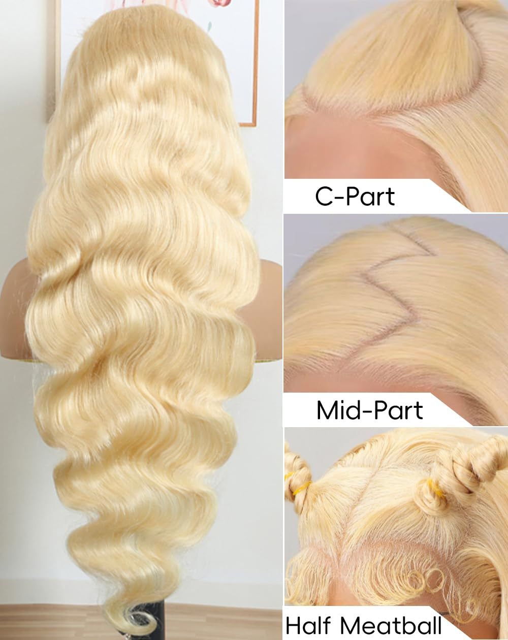 Blonde Wig Human Hair Guaranteed 100% Virgin Human Hair 200 Density 613 13X6 Lace Front Wig Human Hair Body Wave Lace Front Wigs Skinlike 613 HD Lace Frontal Wigs 34 Inch Triple Lifespan 3X