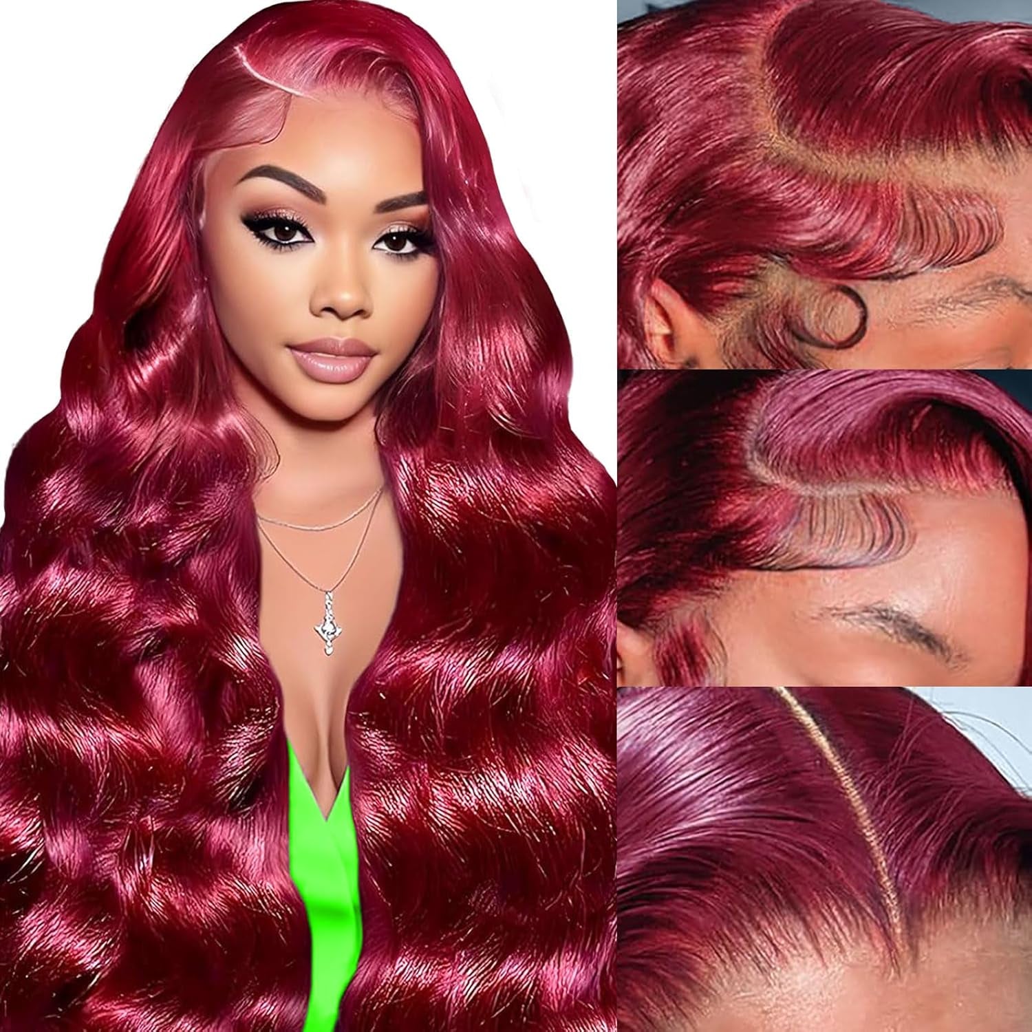 30 Inch 13X6 99J Burgundy Lace Front Wigs Human Hair Body Wave 200 Density HD Transparent Frontal Wigs Pre Plucked Glueless Red Wig for Women 100% Unprocessed Brazilian Remy Virgin Hair