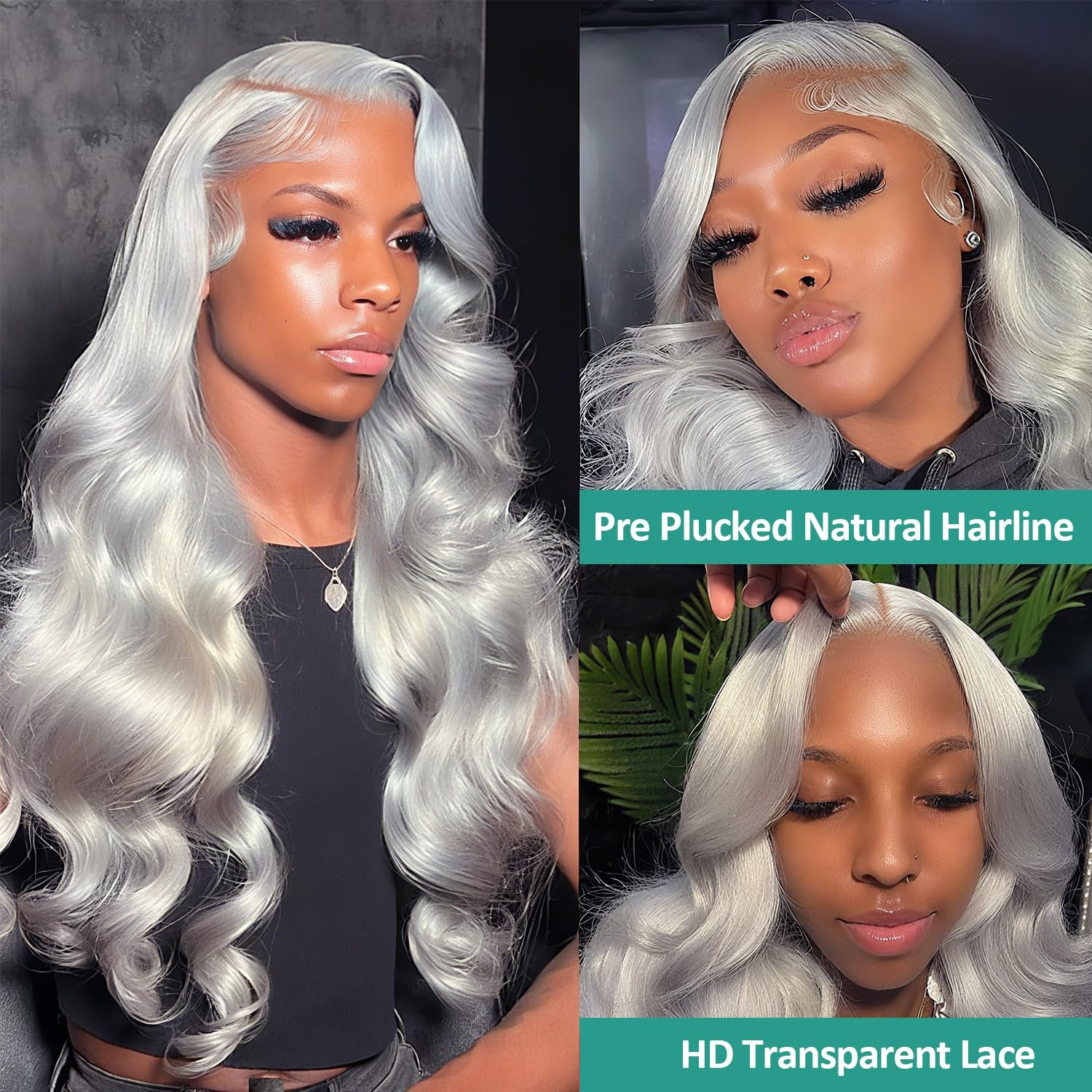 13X6 Grey Lace Front Wigs Human Hair Body Wave Gray Wigs Human Hair Pre Plucked with Baby Hair 200 Density Glueless Brazilian Virgin Grey Lace Frontal Wigs for Women 26 Inch