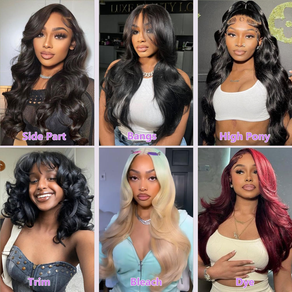 13X6 Body Wave Lace Front Wigs Human Hair Pre Plucked 28 Inch 12A 210% Density Glueless HD Lace Frontal Human Hair Wigs with Baby Hair for Women