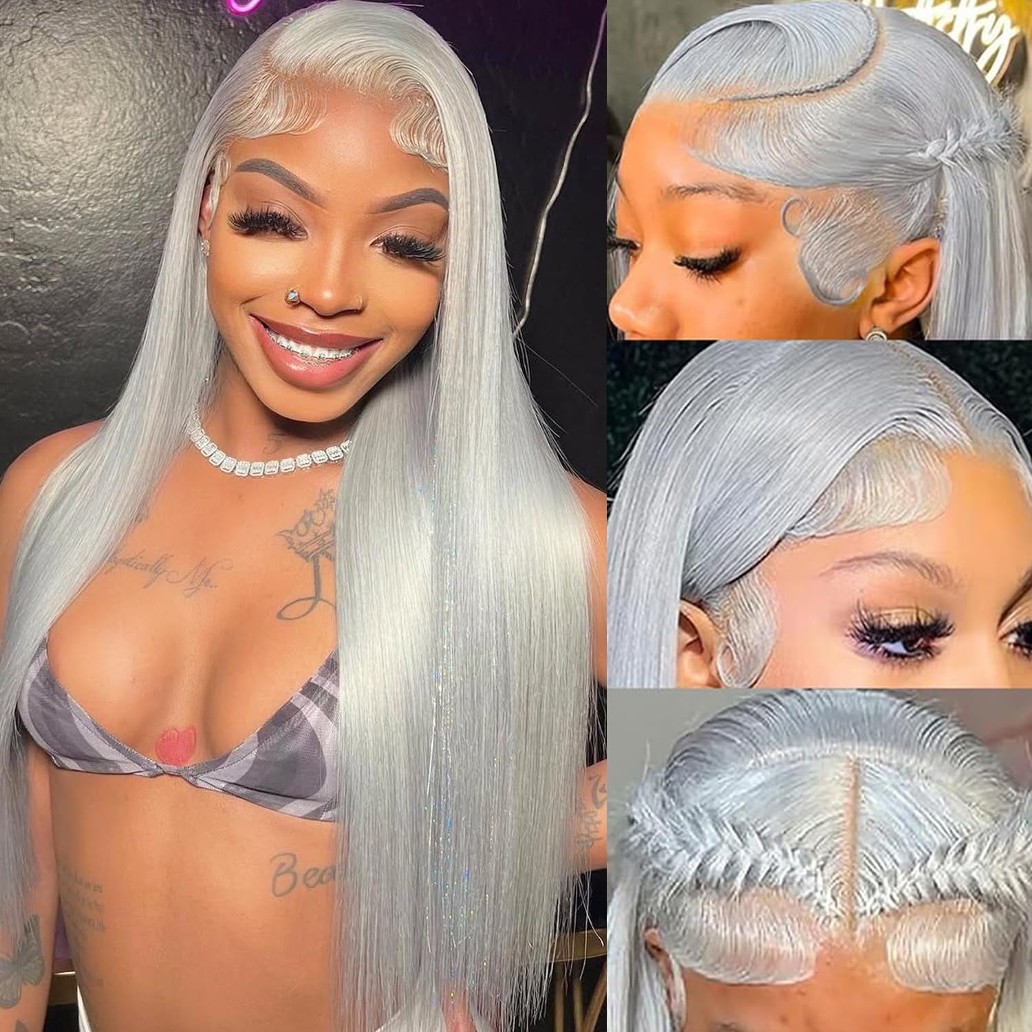 Blue Lace Front Wigs Human Hair Straight 13X4 Hd Transparent Lace Frontal Wigs Wear and Go Glueless Navy Blue Wigs Human Hair for Black Women Colorful Dark Blue Lace Front Wig 26 Inch