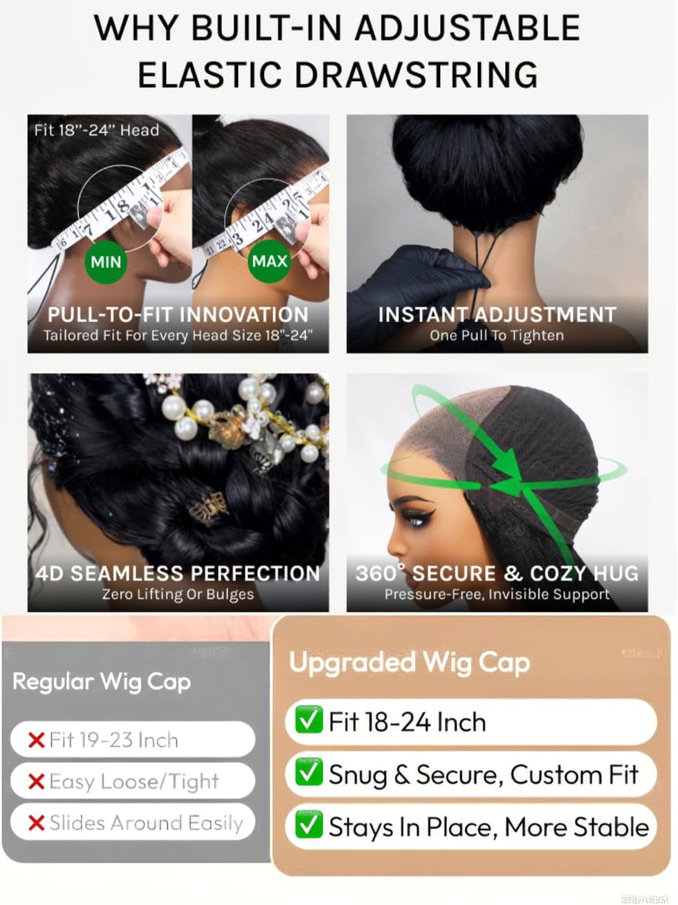 Honey Blonde Highlight Body Wave 7X5 Lace Front Wigs Human Hair Bye Bye Knots Glueless Drawstring Wig Human Hair Pre Plucked Pre Cut Natural Hairline Put on and Go 20 Inch