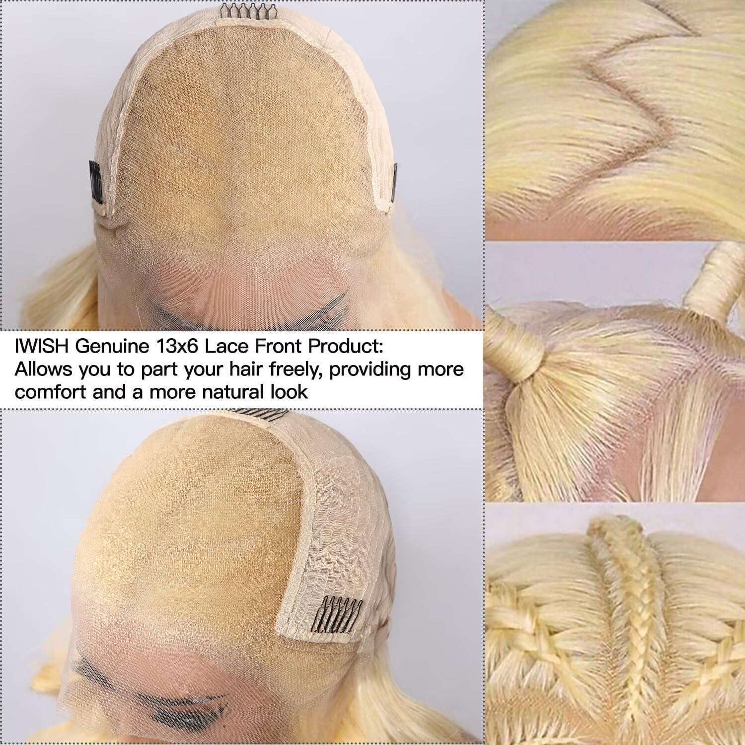 613 13X6 Lace Front Wig Human Hair 24 Inches 200% Density Blonde Straight HD Transparent Lace Frontal Human Hair Wigs Pre Plucked for Women