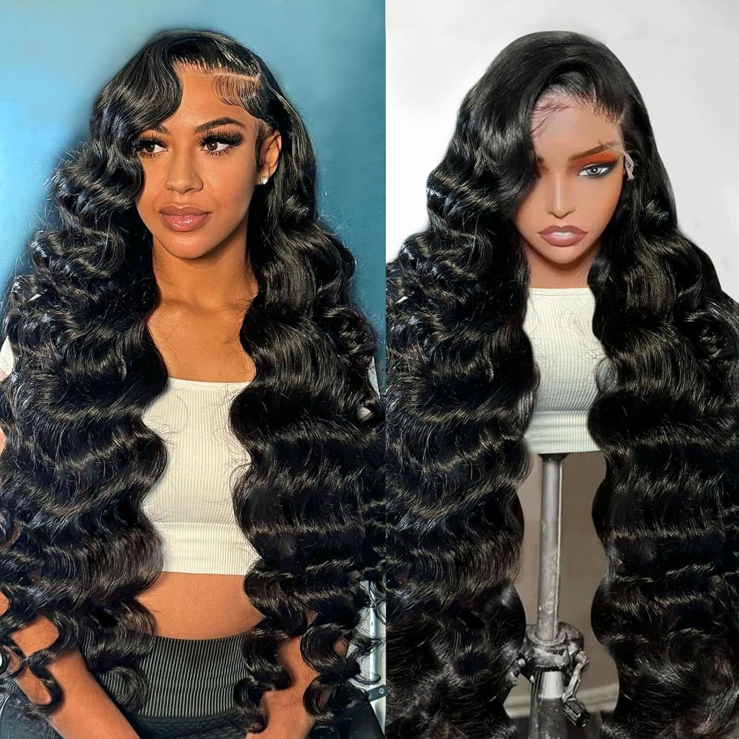 13X6 Body Wave Lace Front Wigs Human Hair 12A 250% Density 30 Inch Lace Frontal Wigs Human Hair Glueless HD Lace Front Wigs Human Hair Natural Color