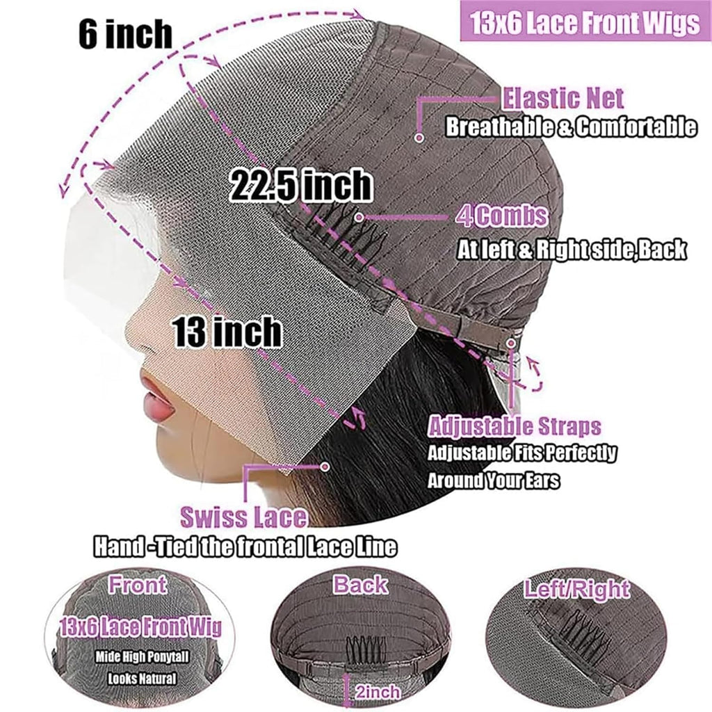 13X6 Body Wave Lace Front Wigs Human Hair Pre Plucked 28 Inch 12A 210% Density Glueless HD Lace Frontal Human Hair Wigs with Baby Hair for Women