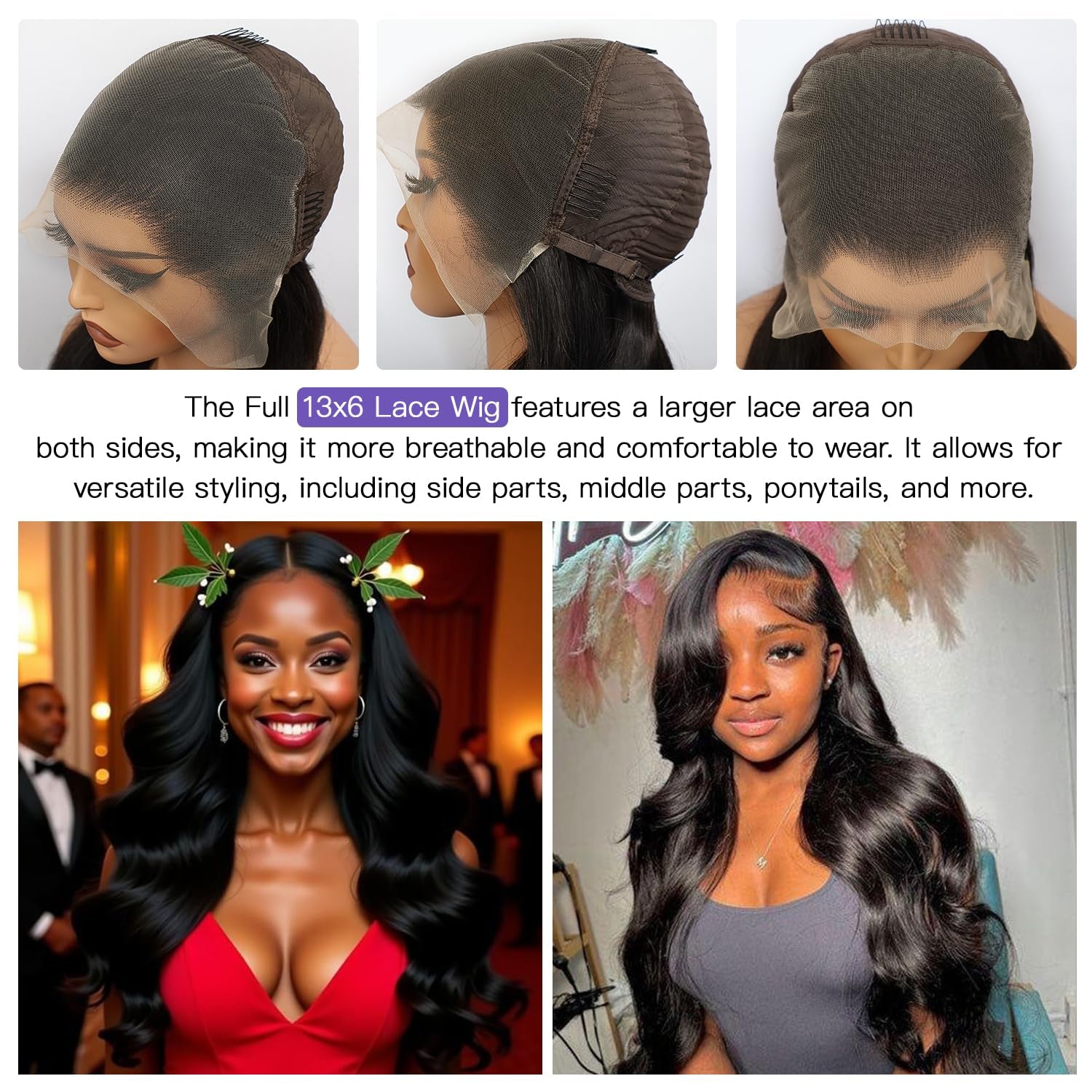 13X6 Full Lace Frontal Virgin Human Hair Wigs Body Wave 210% Density 15A 13X6 HD Transparent Lace Front Wigs 22Inch Brazilian Body Wave Wigs