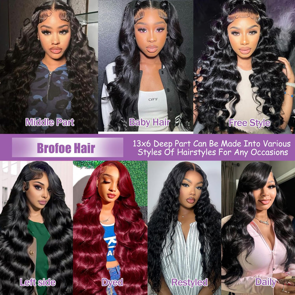 32 Inch 13X6 Lace Front Wigs Human Hair 200 Density Body Wave HD Lace Front Wigs Human Hair Pre Plucked Natural Color Glueless Wigs for Women
